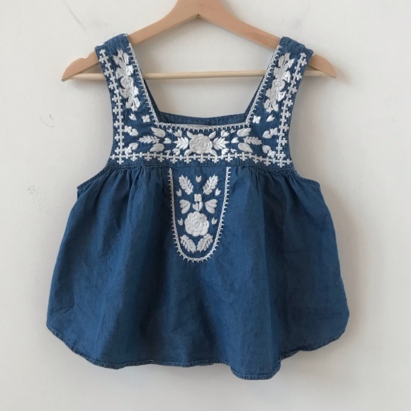 Lovers + friends embroidered denim tank - Picture 2 of 6